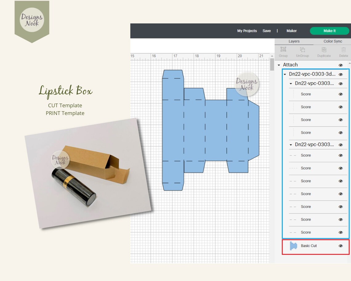 Lipstick Box SVG Template Lipstick Box PDF Printable Etsy