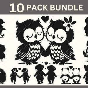 Baby dieren Svg, schattige baby dieren Svg, baby dieren silhouet, baby dieren Clipart, dieren gesneden bestand, Valentijnsdag SVG, verjaardag