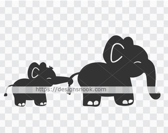 Madre e bambino elefante svg, elefante carino, baby shower cut file, mamma e bambino svg, clipart stencil decalcomania adesivo trasferimento vettore 1294