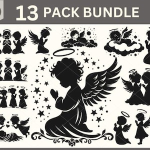 Bidden engel SVG bundel, kerst svg, vakantie svg, Angel Baby Svg bundel, kerstornament, sticker illustraties, stencil, overdracht vector