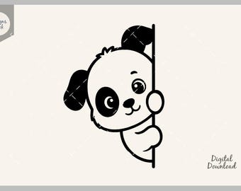 Peeking Dog SVG, Cute Baby Dog SVG, Animal Peek Decal, Cricut Cut File, Silhouette Clipart, Kawaii Puppy PNG, Nursery Decor, Baby Dog Decal