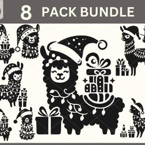 Weihnachtslama SVG, Festliche Lama SVG Schnittdatei, Weihnachtsbeleuchtung, Weihnachtsmütze, Weihnachtsgeschenk, Tier, Weihnachtsverzierung, Feiertagsdekor