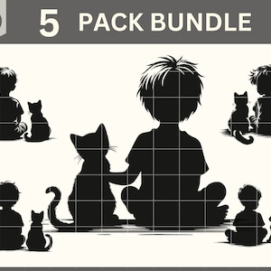 Menino e gato svg, menino e gato svg bundle, menino bonito e gato svg, menino e gato silhueta, menino e gatinho silhueta, menino e gato Clipart