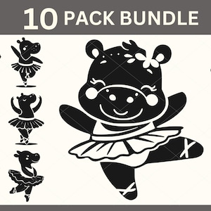 Ballerina Nilpferd svg, Baby Nilpferd svg Bundle, Baby Nilpferd svg Bundle, Ballerina Hippo Vektor, Baby Nilpferd Silhouette, Cut File für Cricut, Nilpferd