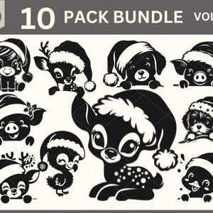 Baby Santa SVG Bundle, Weihnachten svg, Feiertage svg, Baby Tiere svg Bundle, Weihnachtsverzierung, Abziehbild Clip Art, Schablonen Vorlage Transfer