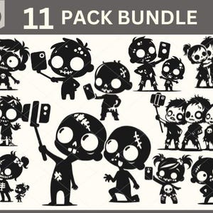 Zombie SVG, lustiges Zombie-Svg-Bundle, Halloween-Svg, Zombie-Selfie-Svg, Halloween Clipart, süße Halloween-Silhouette, süße Zombie-Selfies SVG