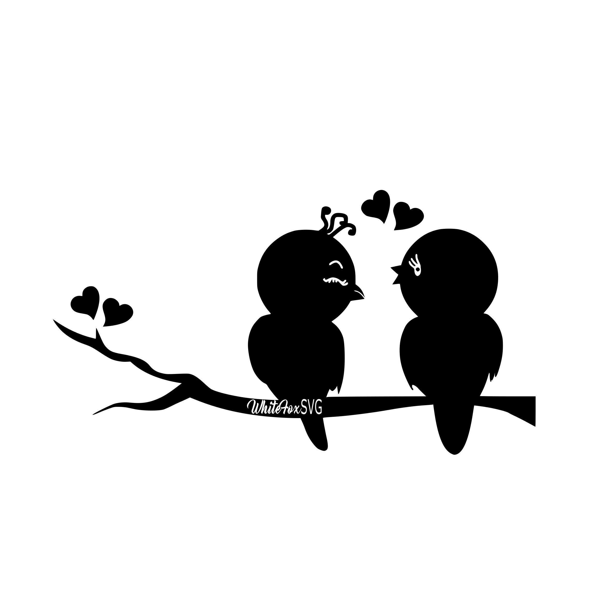 Download Love birds svg cute birds on the tree branch decal clip art | Etsy