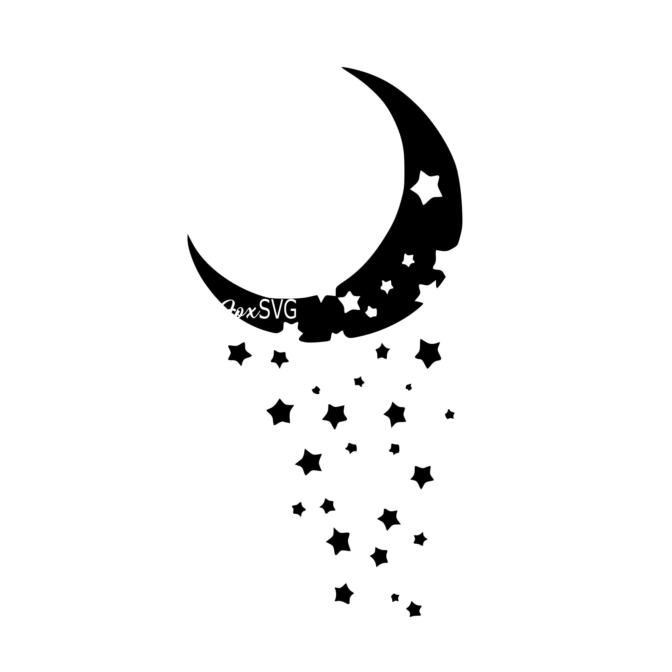 Moon and stars half moon dreamy svg whimsical shooting Etsy
