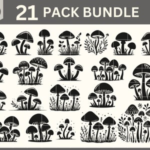 Pilz SVG Bundle, Pilz geschnitten Datei, Clipart Sofortiger Download Cricut-Dateien, Botanisches Design Clipart Clip Art Aufkleber Vorlage DXF EPS