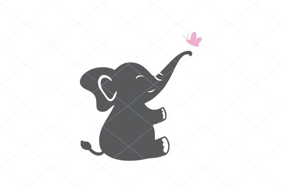 Download Baby Elephant And Butterfly Svg Cute Elephant Baby Shower Etsy