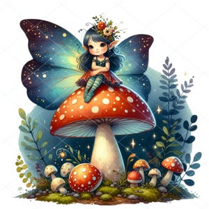 14 Fairy Watercolor Clipart, Watercolor Fairy Clipart Bundle, Birthday Clipart, Fairy Party Clipart, Watercolor Magical Garden Clipart PNG