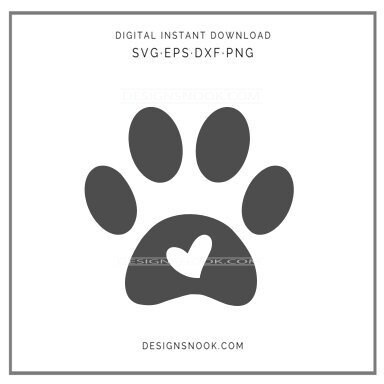 Love paw svg love paw cut file paw stencil. paw decal heart | Etsy