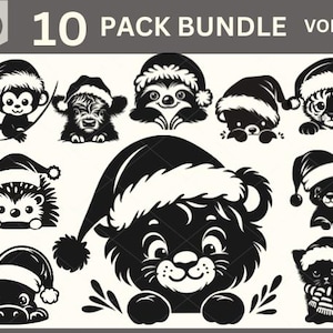 Baby Santa SVG Bundle, Weihnachten svg, Feiertage svg, Baby Tiere svg Bundle, Weihnachtsverzierung, Abziehbild Clip Art, Schablonen Vorlage Transfer