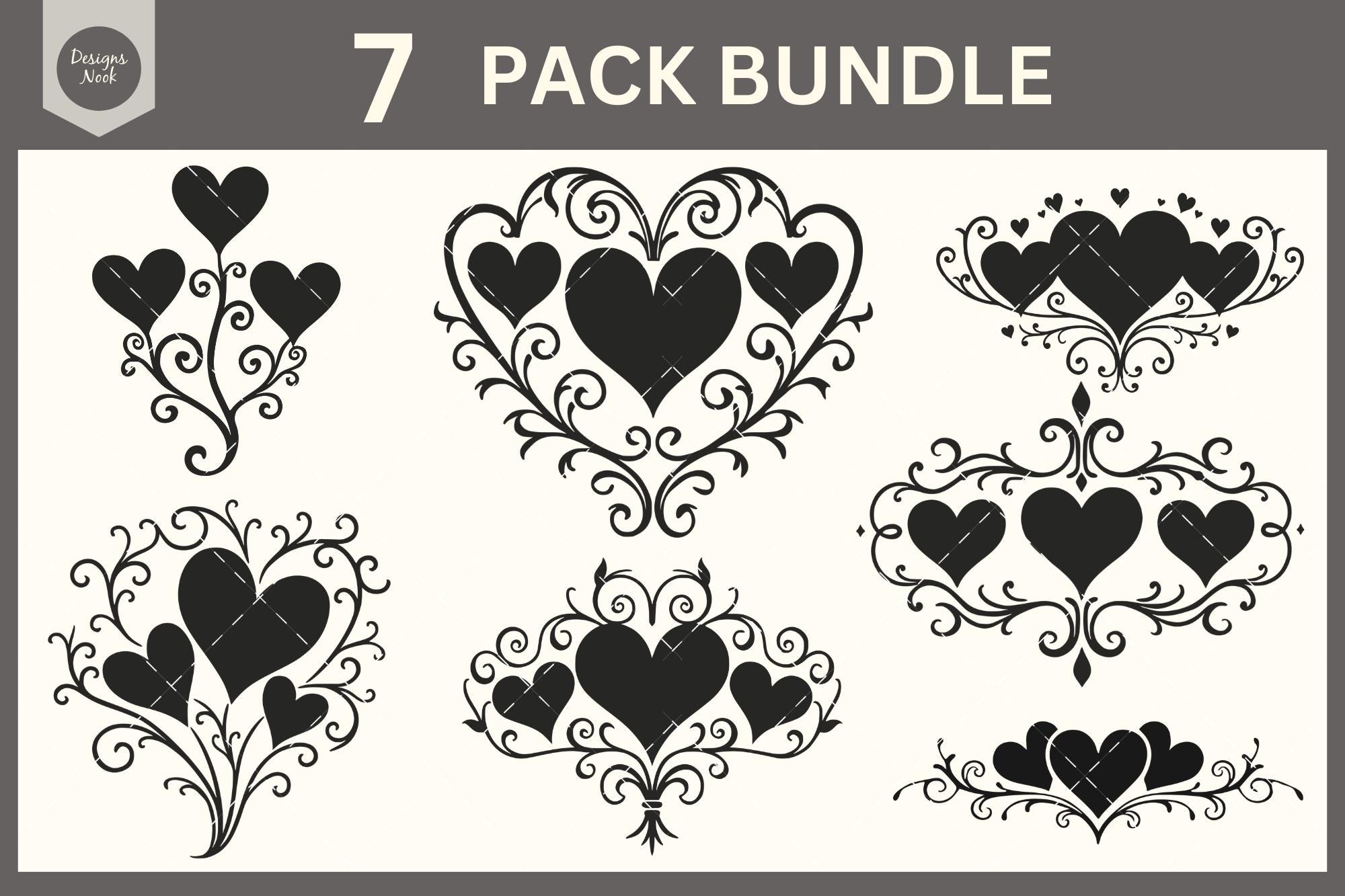 Hand Drawn Heart SVG Bundle, Valentine's Day Cricut Cut Files (digital ...