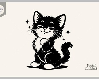 Cat SVG, Cat Silhouette, Kitten Svg, Cute Cat Clipart, Kitty Clipart, Cricut Cut File, Instant Download, Pet Lover, Funny Cat Svg, Funny Cat