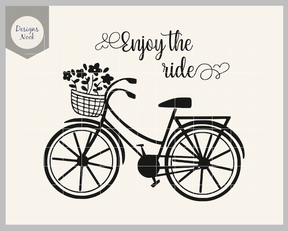 Bicycle svg, enjoy the ride svg, bicycle cut file, bicycle clip art, bike decal, travel svg, clip art stencil template vector cut file 1035