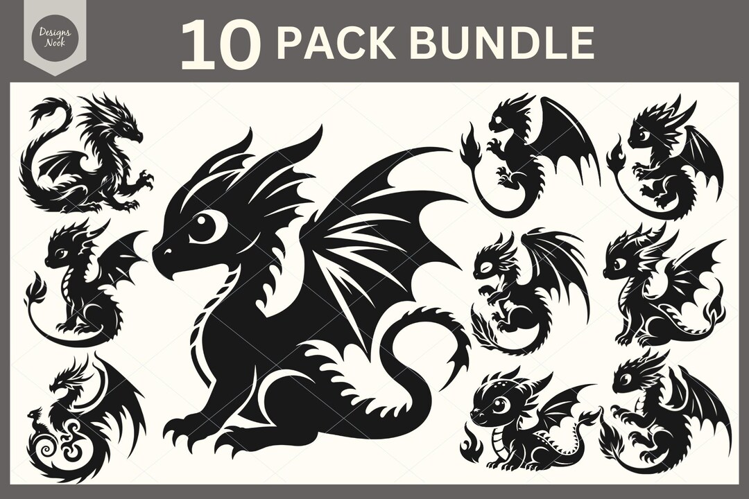 Baby Dragon SVG, Dragon Svg Bundle, Cute Dragon Vector, Dragon ...