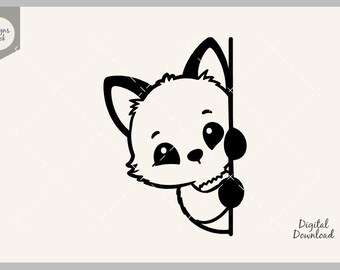 Peeking Fox SVG, Cute Baby Fox SVG, Animal Peek Decal, Cricut Cut File, Silhouette Clipart, Kawaii Fox PNG, Nursery Decor, Baby Fox Decal