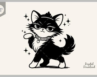 Cute Cat SVG, Cat Silhouette, Kitten Svg, Cute Cat Clipart, Kitty Clipart, Cricut Cut File, Instant Download, Pet Lover Gift, Funny Cat Svg