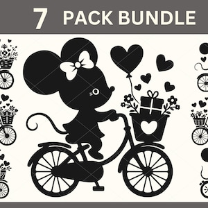 Pacchetto SVG di Topolino, SVG di animaletto carino, Silhouette di Topolino, Clipart di Topolino, SVG di compleanno, SVG di San Valentino, SVG di anniversario