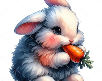 14 Fluffy Bunny Clipart, Fluffy Bunny PNG, Fluffy Bunny JPG, Watercolor Fluffy Bunny, Fluffy Bunny Clipart, Funny Bunny, Instant Download