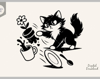 Cat SVG, Cat Silhouette, Kitten Svg, Cute Cat Clipart, Kitty Clipart, Cricut Cut File, Instant Download, Pet Lover, Funny Cat Svg, Funny Cat