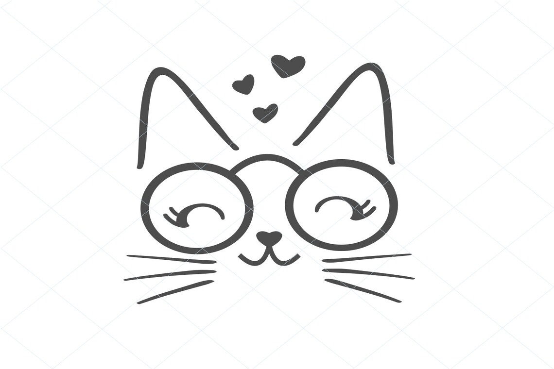 Cat Wearing Glasses Cute Cat Svg Smiling Cat Svg Cute Cat - Etsy