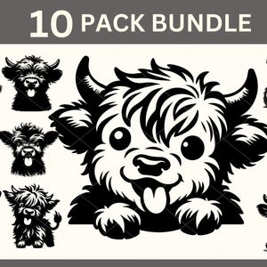 Vache Highland SVG, bébé vache Highland Svg Bundle, vecteur mignon vache Highland, Silhouette de vache Highland, fichier coupé pour Cricut, Clipart vache Highland