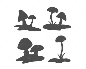 Cute Mushrooms SVG Cut File Clipart Instant Download Cricut Illustration Leaf Botanical Design decal clipart clip art decal stencil template