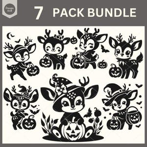 Halloween Baby Reh SVG, Halloween Clipart, Halloween Aufkleber Vorlage, Halloween Silhouette, Halloween Vektordateien
