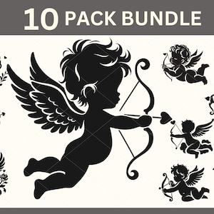 Cupido SVG, Cupido Svg Bundle, Carino Cupido Vettore, Silhouette di Cupido, Clipart di Cupido, Cupido DXF, Creatura mitica, Pacchetto Svg di San Valentino