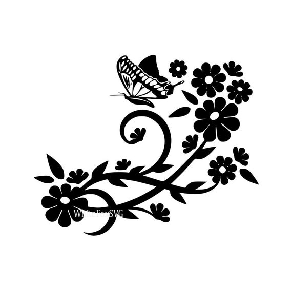 Download Beautiful butterfly svg flowers and vines svg garden svg ...