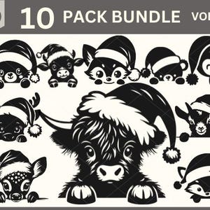 Baby Santa SVG Bundle, Weihnachten svg, Feiertage svg, Baby Tiere svg Bundle, Weihnachtsverzierung, Abziehbild Clip Art, Schablonen Vorlage Transfer