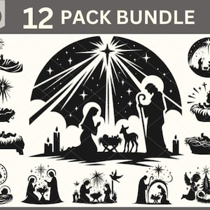 Krippe SVG Bundle, Weihnachten svg, Feiertage svg, Baby Jesus svg Bundle, Weihnachtsverzierung, Abziehbild Clip Art, Schablone, Übertragung von Vektordateien