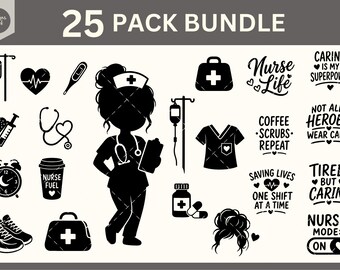 Nurse SVG Bundle, Nurse Life Svg, Medical Svg, RN PNG, Stethoscope Heart, Nurse Shirt Design, Cricut Cut File, Healthcare Svg, Download File