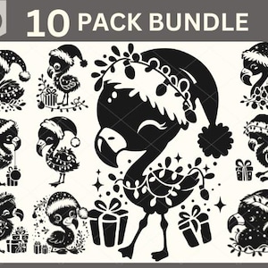 Weihnachtsflamingo SVG, festliche Flamingo SVG-Schnittdatei, Weihnachtsbeleuchtung, Weihnachtsgeschenk, Weihnachtsverzierung SVG, Urlaub Dekor SVG Bundle