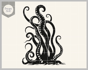 Tentáculos SVG, Pulpo SVG, Animal marino SVG, Criatura marina SVG, Pulpo Clipart, Archivo vectorial de pulpo, Silueta de pulpo, Tentáculos Clipart