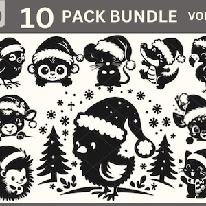 Baby Santa SVG Bundle, Weihnachten svg, Feiertage svg, Baby Tiere svg Bundle, Weihnachtsverzierung, Abziehbild Clip Art, Schablonen Vorlage Transfer