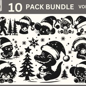 Baby Santa SVG Bundle, Weihnachten svg, Feiertage svg, Baby Tiere svg Bundle, Weihnachtsverzierung, Abziehbild Clip Art, Schablonen Vorlage Transfer