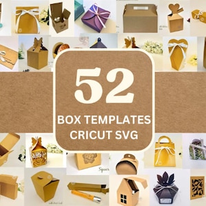 Paquete 52 SVG, plantillas de caja 3D 3D - Hecho exclusivamente para Cricut, plantillas cortables, caja de regalo, caja de golosinas, caja de jabón, linterna 3D, cajas de favor