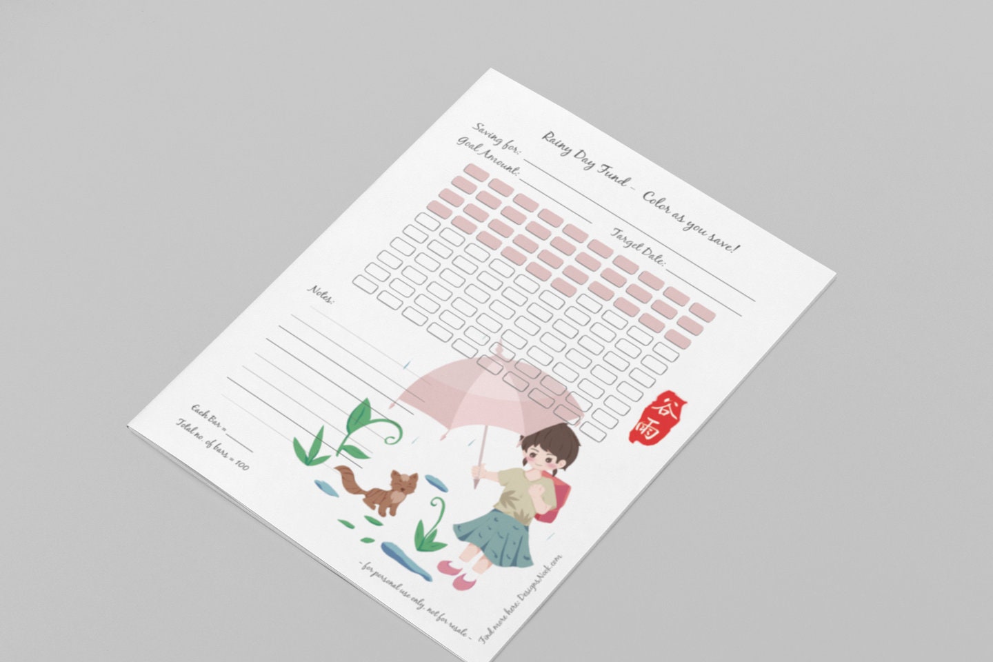 FTS スタジャン SAVE FOR RAINY DAY Rainy Day Fund, Put Your Own Amount - Savings Tracker