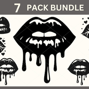 Labios SVG, paquete de labios beso Svg, labios goteando Svg, archivo de corte de labios, silueta de labios, clipart de labios, Svg del día de San Valentín, vector de labios, Svg de beso