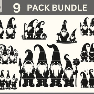 Gnom-Svg, Gnom-Svg-Bundle, Gnom-Clipart, Gnom-Aufkleber-Vorlage, Gnom-Silhouette, Halloween-Svg, magisches Design, Gnom Clipart, Gnom-vektoren