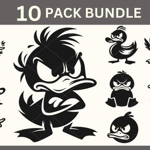 Angry Duck SVG, Duck Svg Bundle, Funny Duck Svg, Duck Cut File, Duck Silhouette, Duck Clipart, Funny Birthday Svg, Lazy Duck Vector Cut File