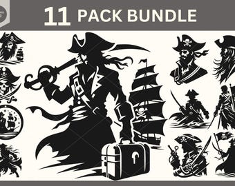 Pirate SVG, Pirate Svg Bundle, Pirate Silhouette, Pirate Clipart, Pirate Cut File for Cricut, Pirate Vector Files, Skull and Crossbones Svg