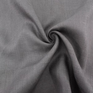 Organic Solid LINEN | Charcoal | Wide 142 cm 56 in | 100% GOTS Certified Fabric | Sustainable, Eco-Friendly, Natural, Washed, Flax | Birch