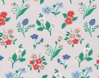 Organic QUILTING COTTON | Natural Beauty, Dereham Ditsy | Pink Blue Red Green | 100% GOTS Certified Fabric | Louise Cunningham | Cloud 9