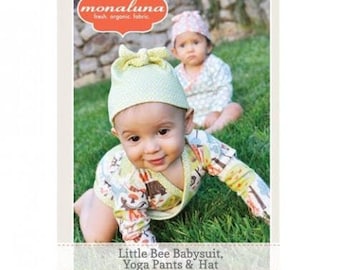 PAPER Little Bee Babysuit, Yoga Pants & Hat SEWING PATTERN | Baby Toddler Boy Girl | Size 0-3m, 3-6m, 6-9m, 12m, 18m, 24m | Indie Designer