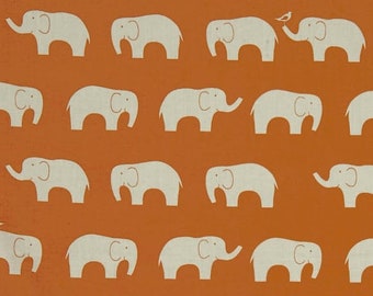 Organic POPLIN | Mod Basics, Ellie Fam | Orange | Pumpkin Elephant Baby Gift Boy Girl Eco Bio | 100% GOTS Certified Cotton Fabric | Birch