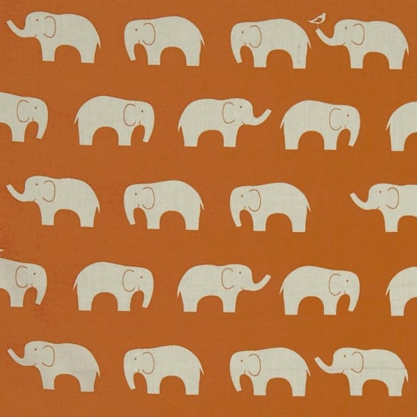 Organic POPLIN | Mod Basics, Ellie Fam | Orange | Pumpkin Elephant Baby Gift Boy Girl Eco Bio | 100% GOTS Certified Cotton Fabric | Birch